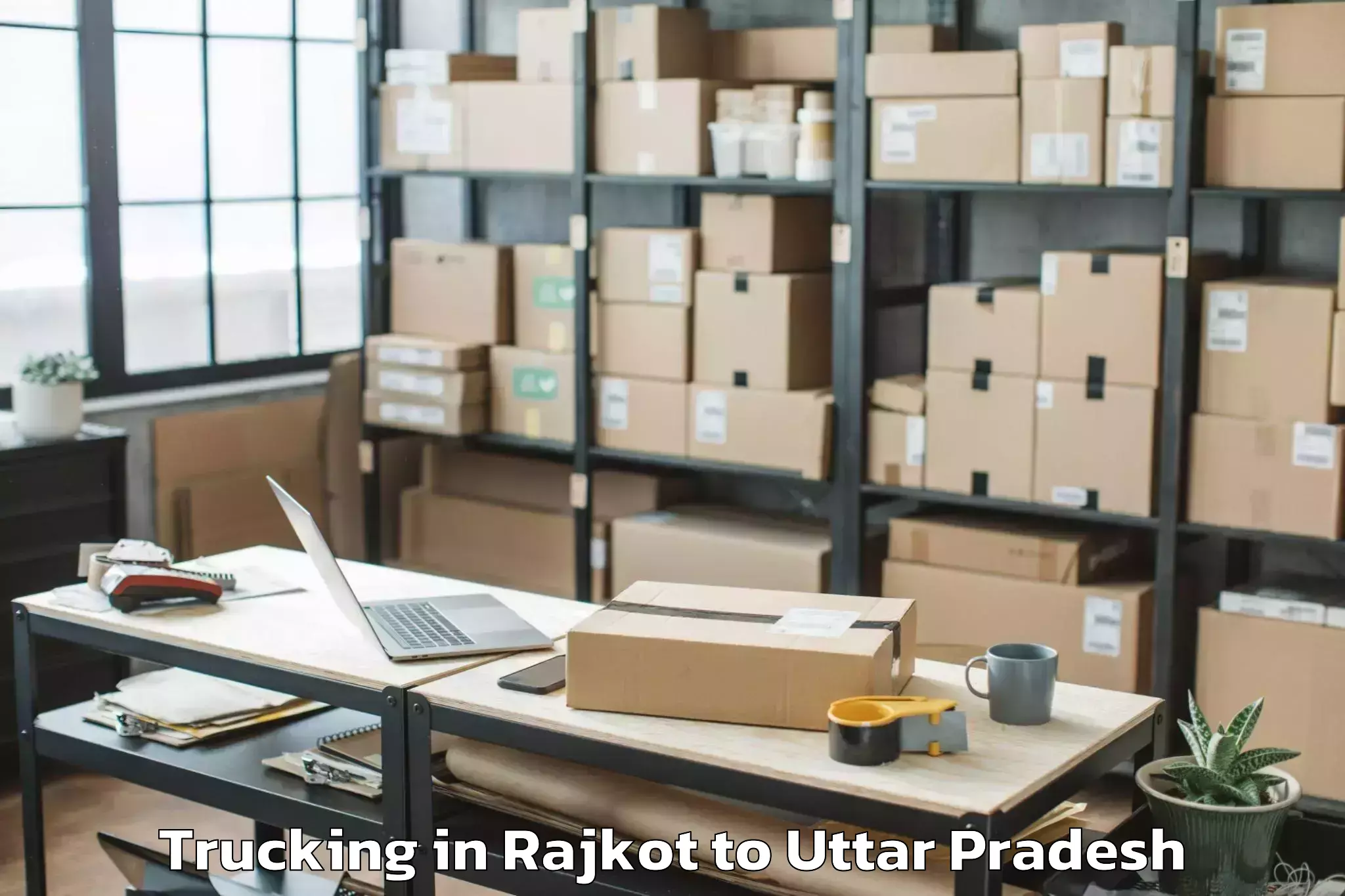 Book Rajkot to Pukhrayan Trucking Online